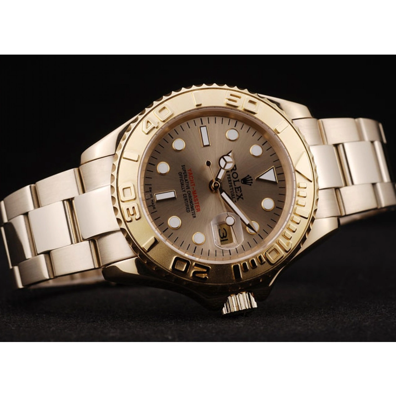 Aaa replica watch Yacht Dial Gold Rolex Gold Master 98232 Bezel 0801